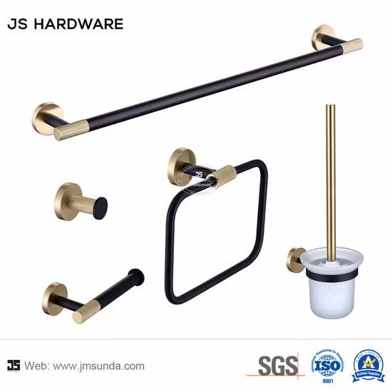 New Design Gold Black Knurling Bath Accessories Bathroom Hardware Set