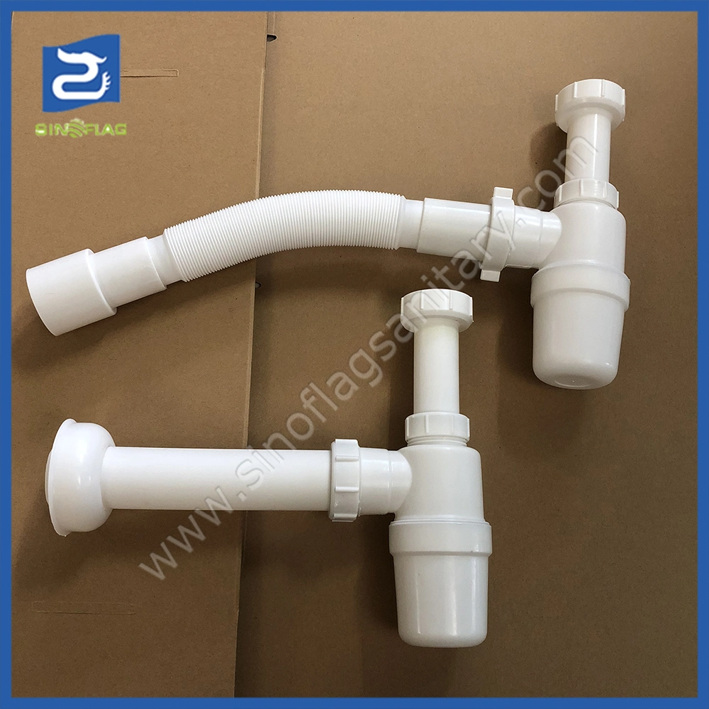 Single Basin PP Bottle Trap Plastic Sink Drainer PVC Sink Trap