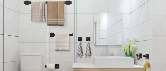 New Design Gold Black Knurling Bath Accessories Bathroom Hardware Set