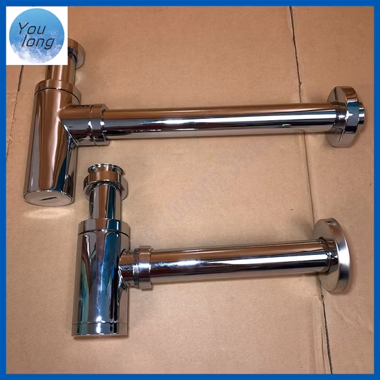 Armadilha de garrafa banhada a latão com acabamento cromado para banheiro de alta qualidade para pia